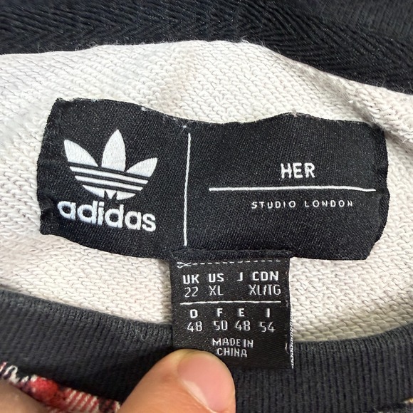 Adidas Sweatshirt Women XL Multicolor Crewneck Her Studio London Patchwork - Picture 3 of 7